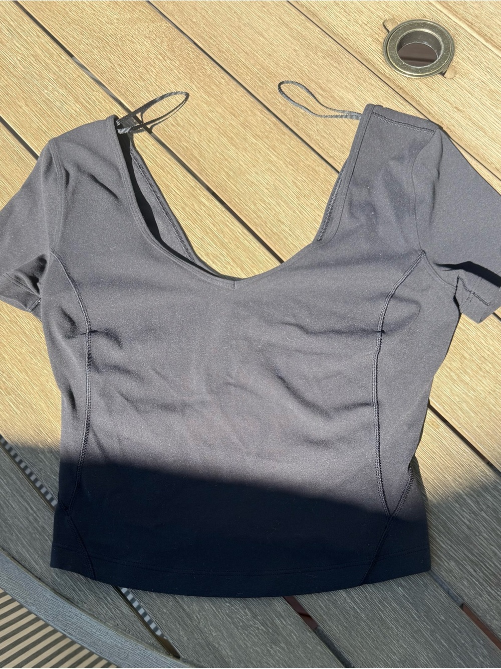 lululemon athletica Black Scoop Crop Top with Short Sleeves